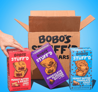 Three boxes of Bobo's Stuff'd Bars