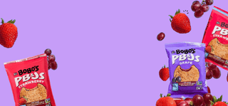 Bobo's PB&Js Oat Crusts displayed on a purple background