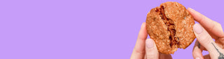 Image of a pb&j oat bar on a purple background