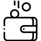 Icon of a wallet with coins falling into it