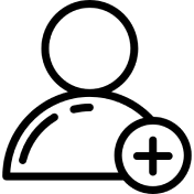 Icon of a person with a plus sign next to them